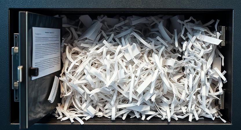 Level Meter monitoring fill level inside industrial waste shredder to ensure safety, privacy and compliance