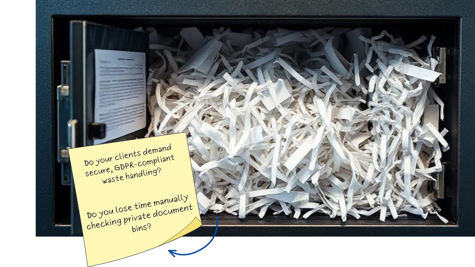 GDR- Compliant waste handlingLevel Meter monitoring fill level inside industrial waste shredder to ensure safety, privacy and compliance
