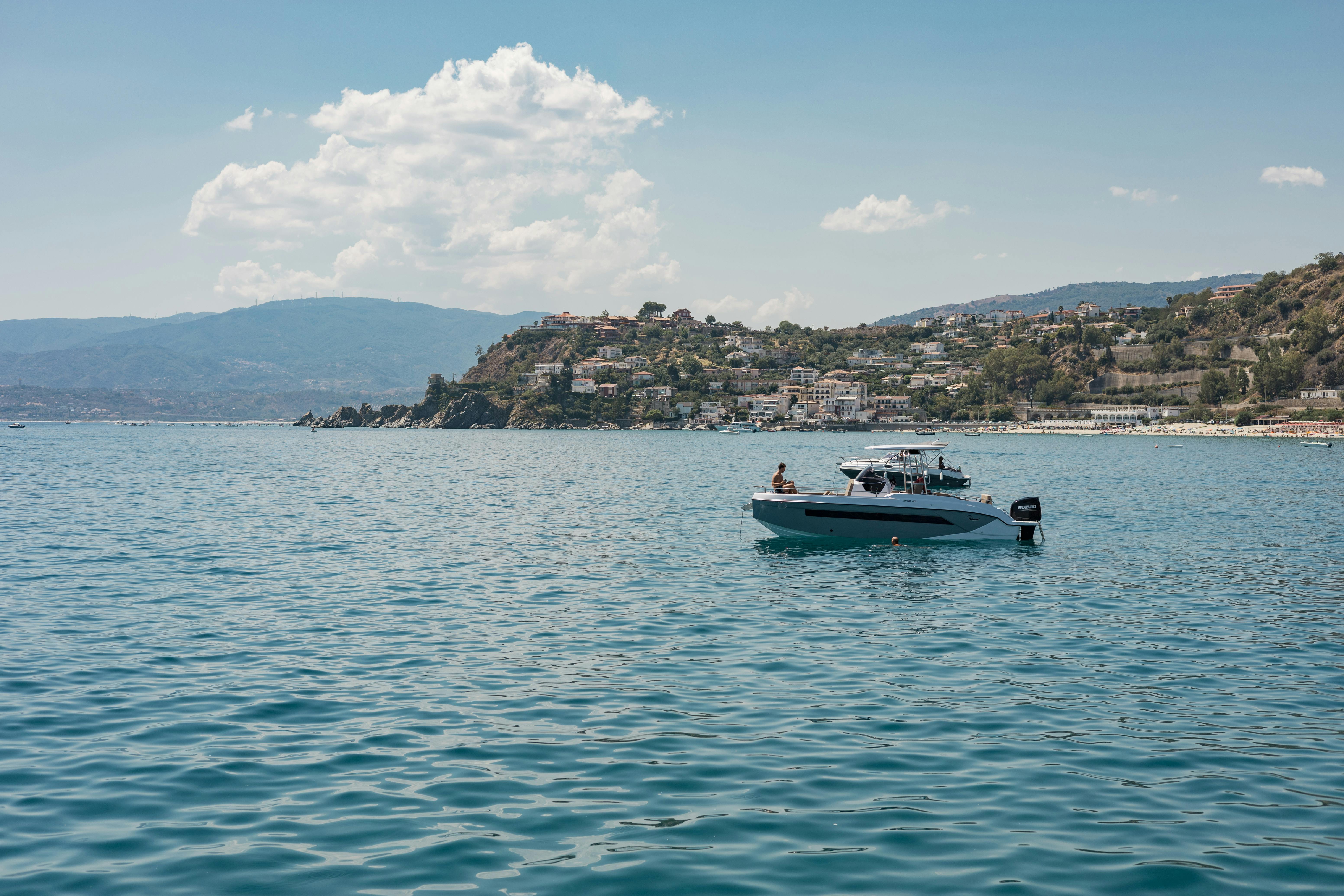 Single boat with Boat equipped with Boat Angel device installed for location tracking and emergency alerts