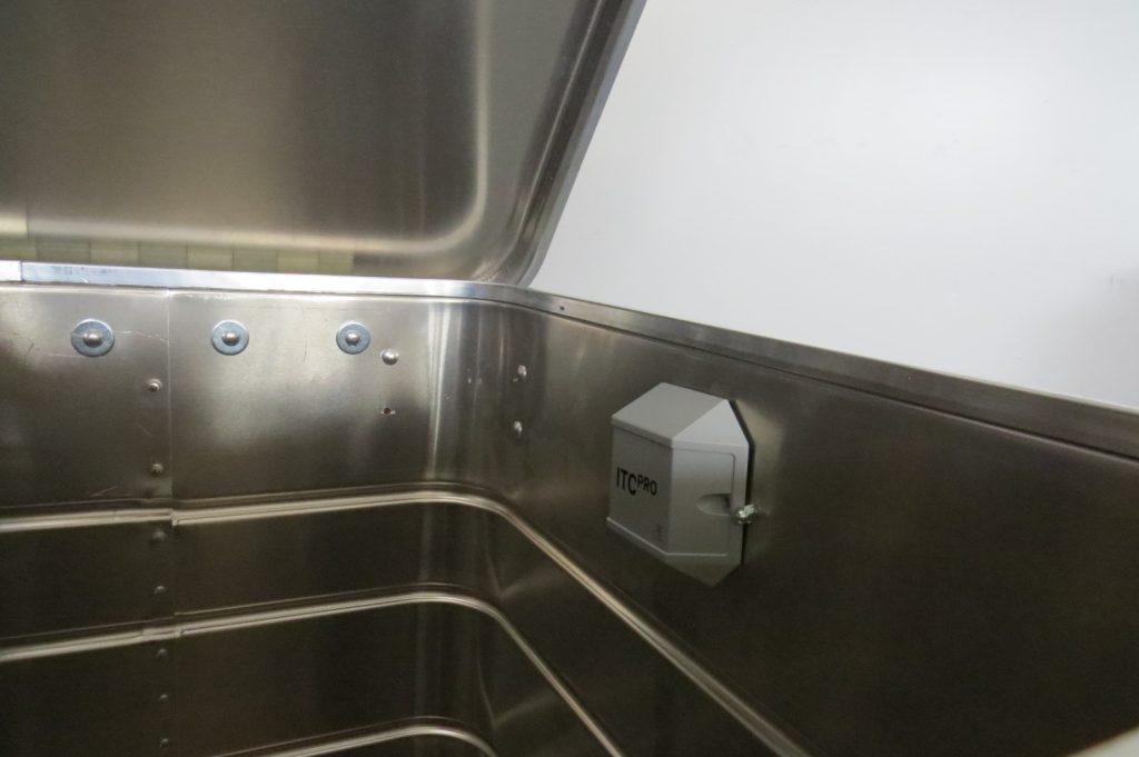 Level Meter, mountedin the trash bin, IoT solution for smart waste management. Powered by Telekom