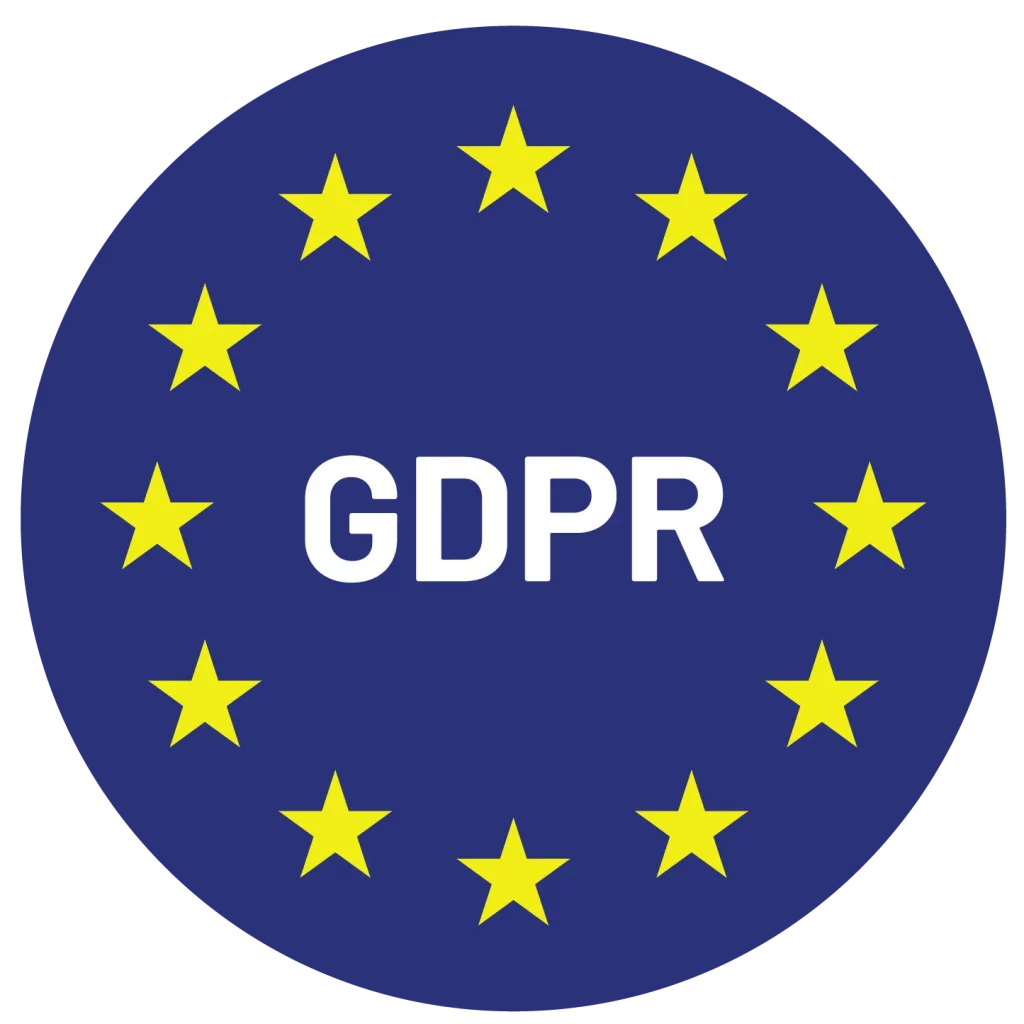 GDPR compliance badge indicating adherence to European data protection regulations