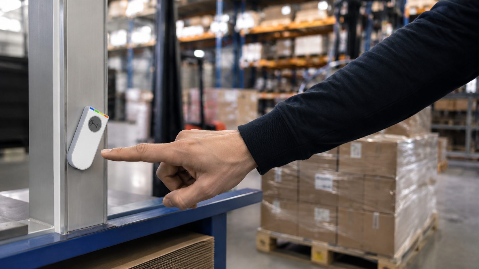 modern factory assembly line operator using the service button industry 4.0